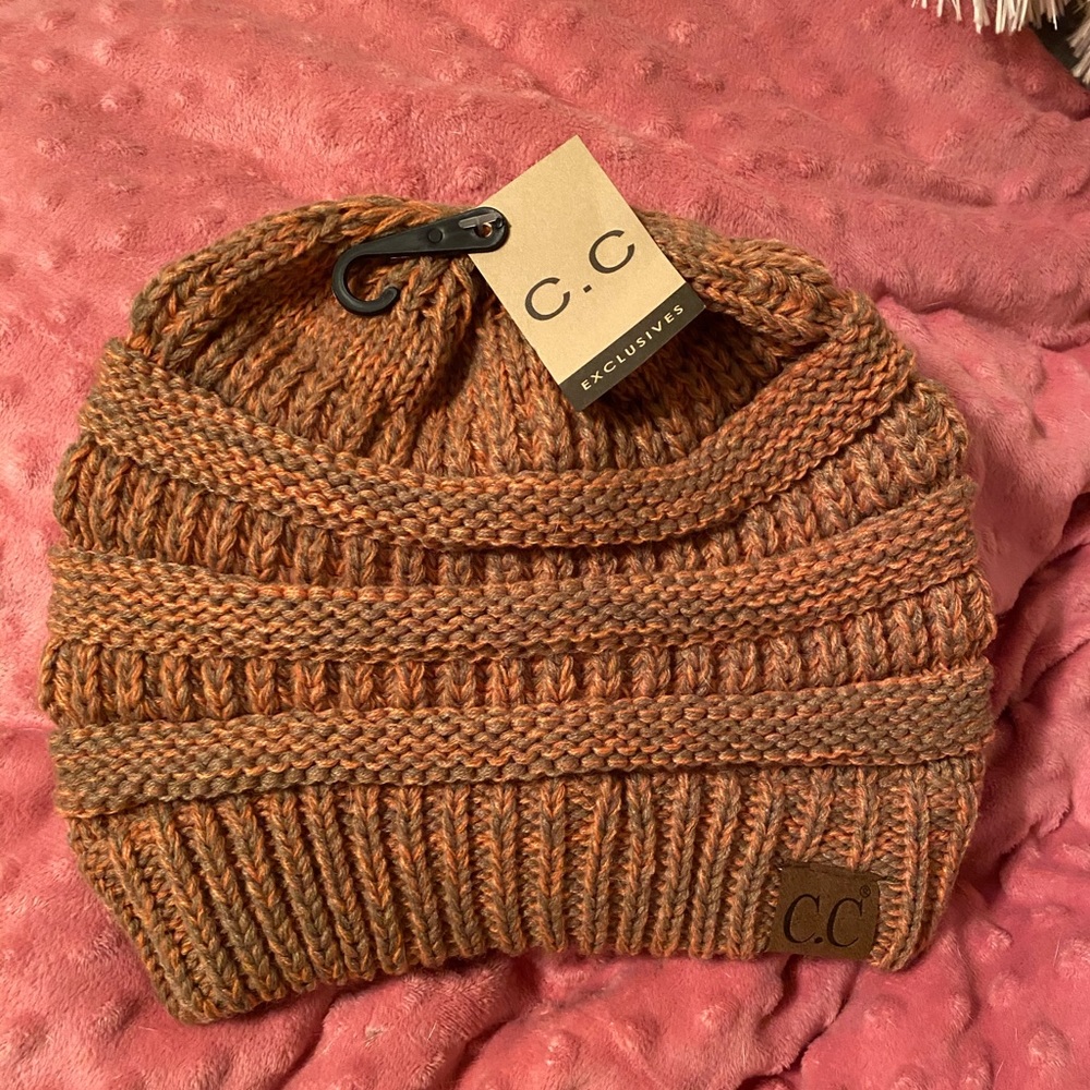 CC orange and brown beanie